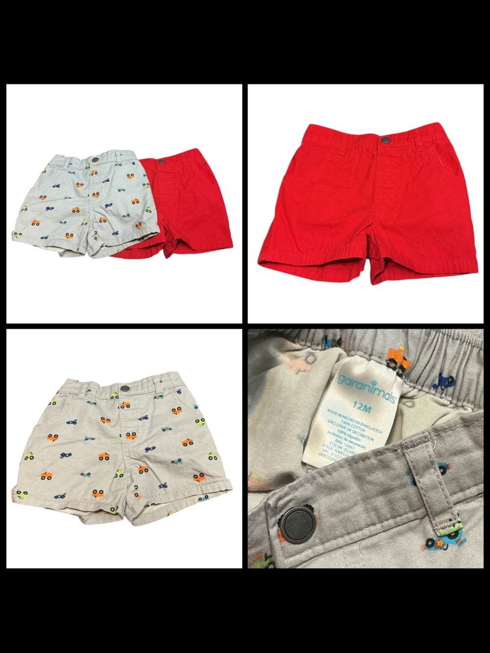 💟Garanimals Toddler Shorts Set - Red & Light Gray with Car Print